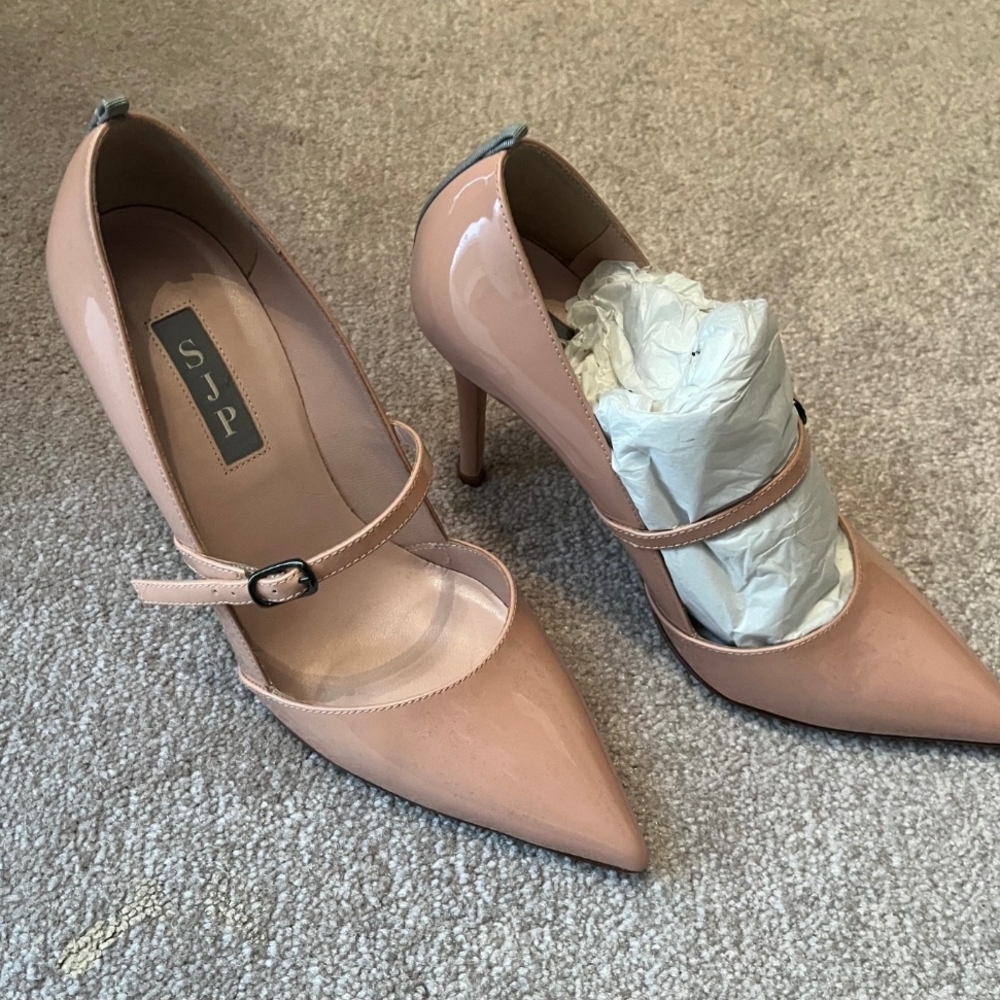SJP by Sarah Jessica Parker Blush Patent Mary Jane Pointed-Toe Pumps